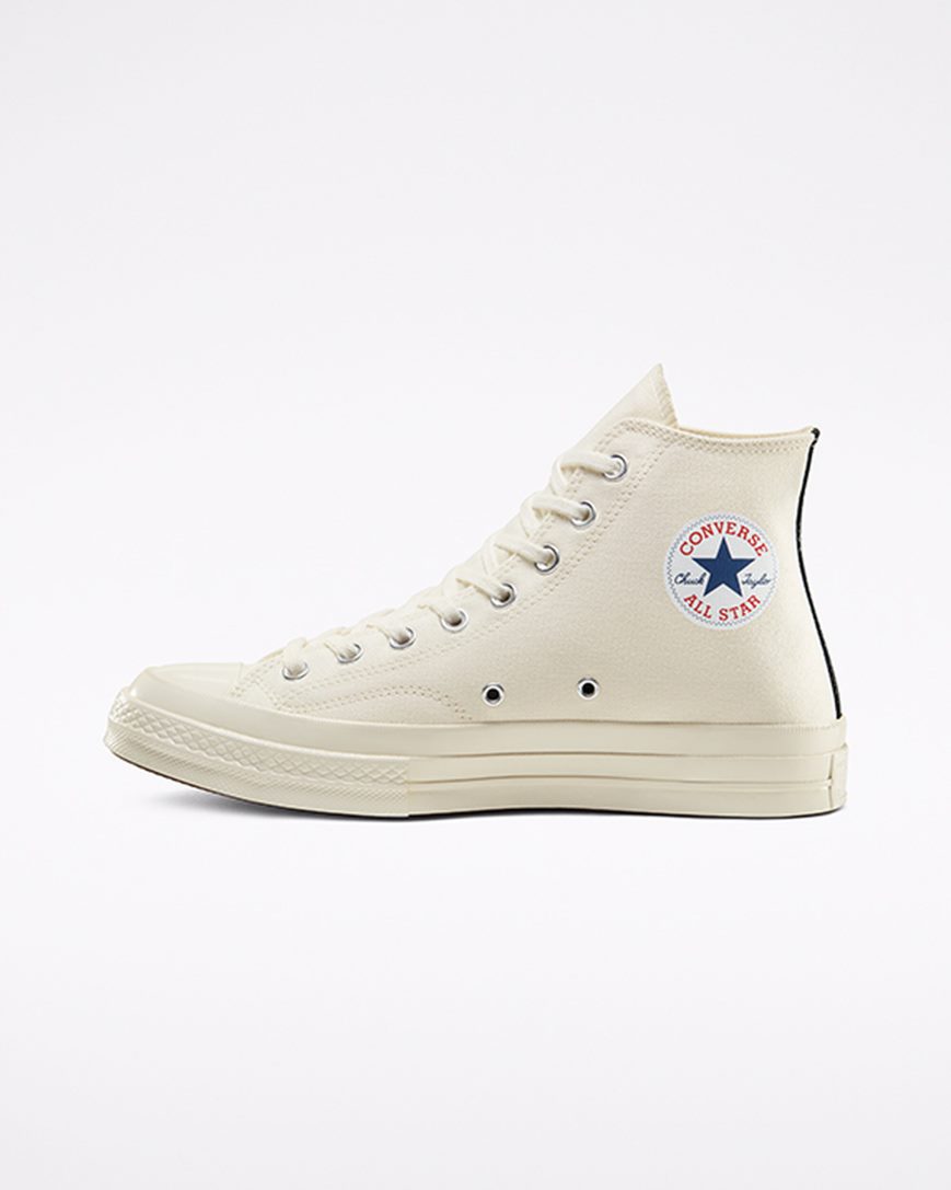 Tenis Converse x Comme des Garçons PLAY Chuck 70 Cano Alto Masculino Branco Vermelhas | PT R00458T